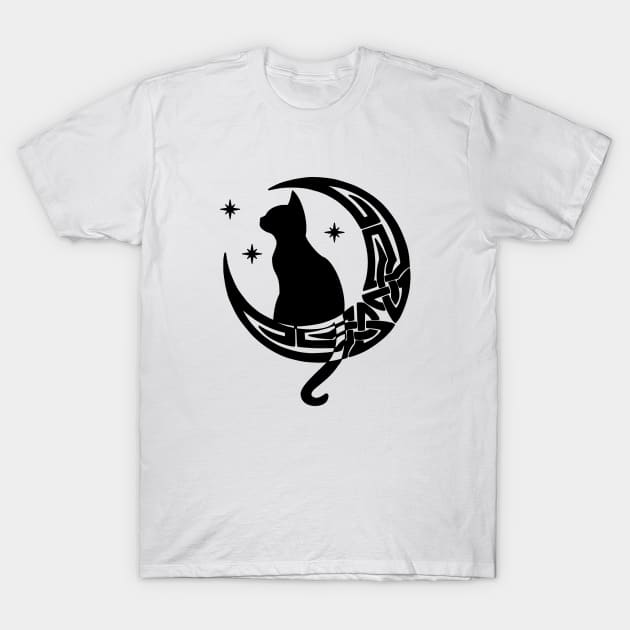 Celtic Moon Cat T-Shirt by DepicSpirit